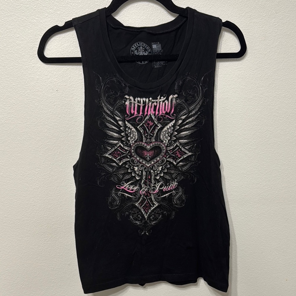 Affliction Black Graphic Tank Top